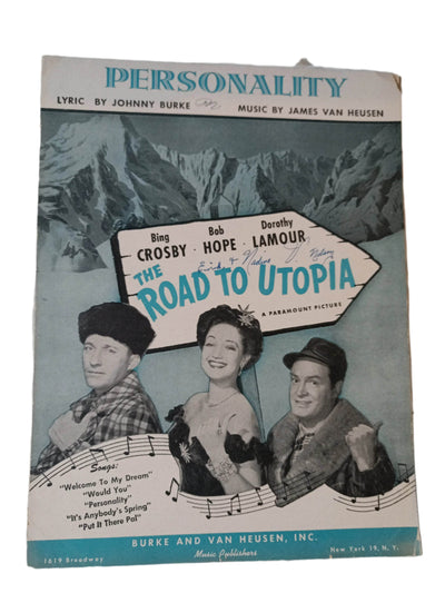Personality Road To Utopia Bing Crosby Bob Hope Sheet Music 1945 - TulipStuff