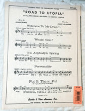 Load image into Gallery viewer, Personality Road To Utopia Bing Crosby Bob Hope Sheet Music 1945 - TulipStuff

