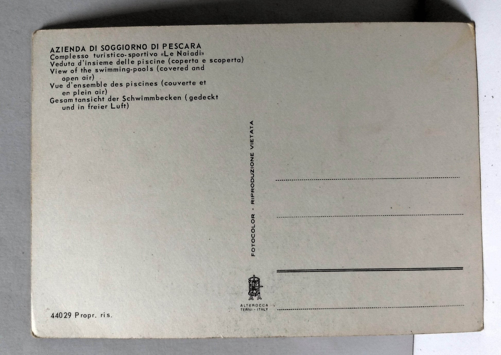 Pescara Italy Le Naiadi Sports Center View Of Swimming Pools 1960's - TulipStuff