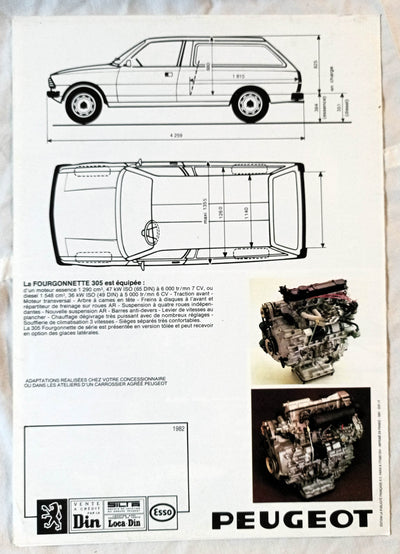 Peugeot 305 Fourgonnette Van Dealer Sales Brochure France 1982 - TulipStuff