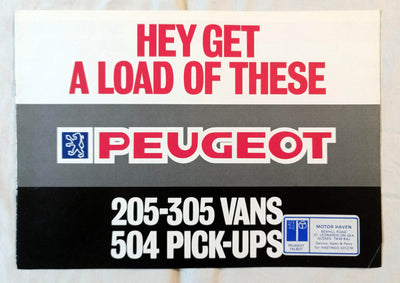 Peugeot 205 305 Vans 504 Pick-ups UK Dealer Sales Brochure 1987 - TulipStuff