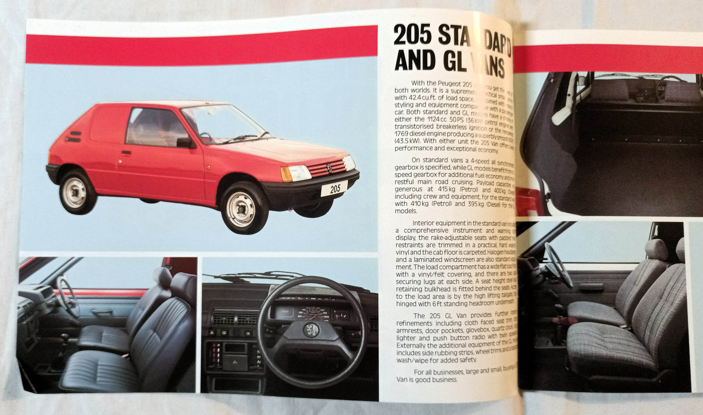 Peugeot 205 305 Vans 504 Pick-ups UK Dealer Sales Brochure 1987 - TulipStuff