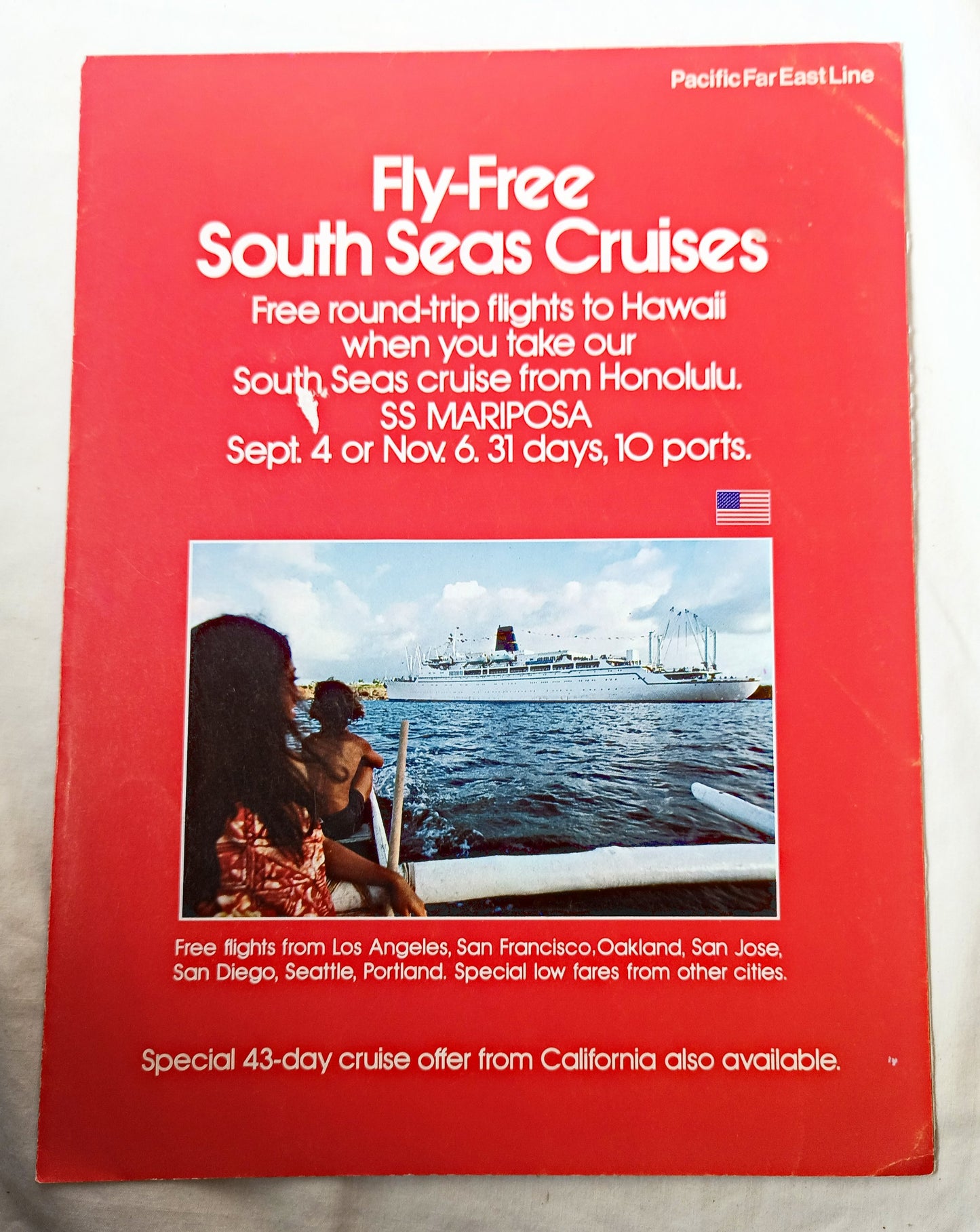 Pacific Far East Line Mariposa 1975 31-Day South Seas Cruises Brochure - TulipStuff