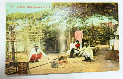 Philippines Lachon Roasting Pig Postcard 1920 Denniston's Manila - TulipStuff