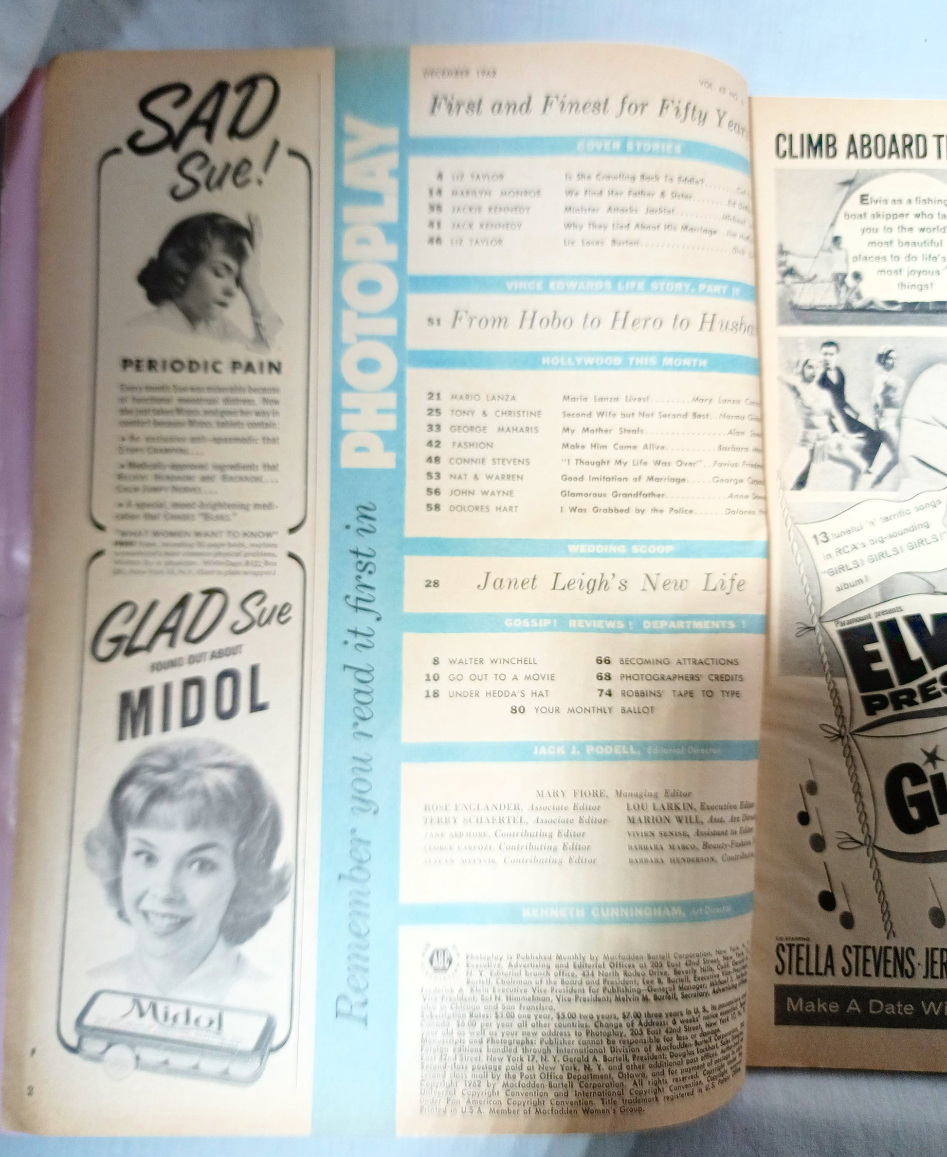 Photoplay Magazine December 1962 Liz Taylor JFK Jackie John Wayne - TulipStuff