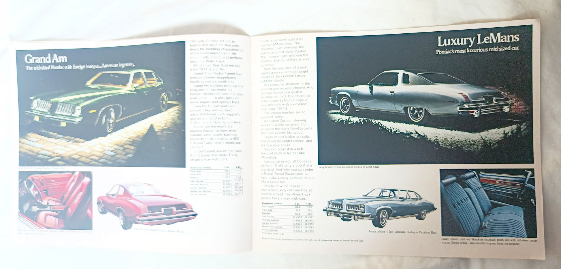 Pontiac 1974 Full Line Sales Brochure GTO LeMans Firebird GrandAm - TulipStuff