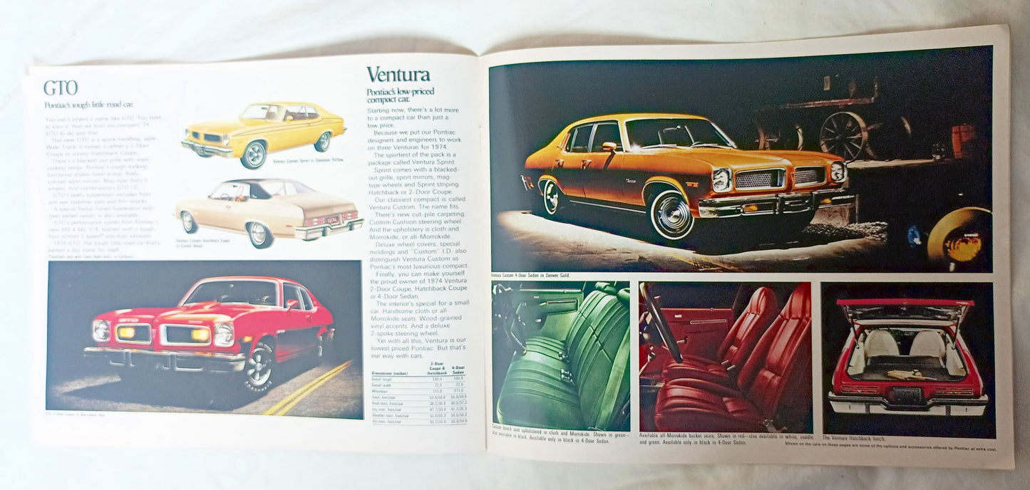 Pontiac 1974 Full Line Sales Brochure GTO LeMans Firebird GrandAm - TulipStuff