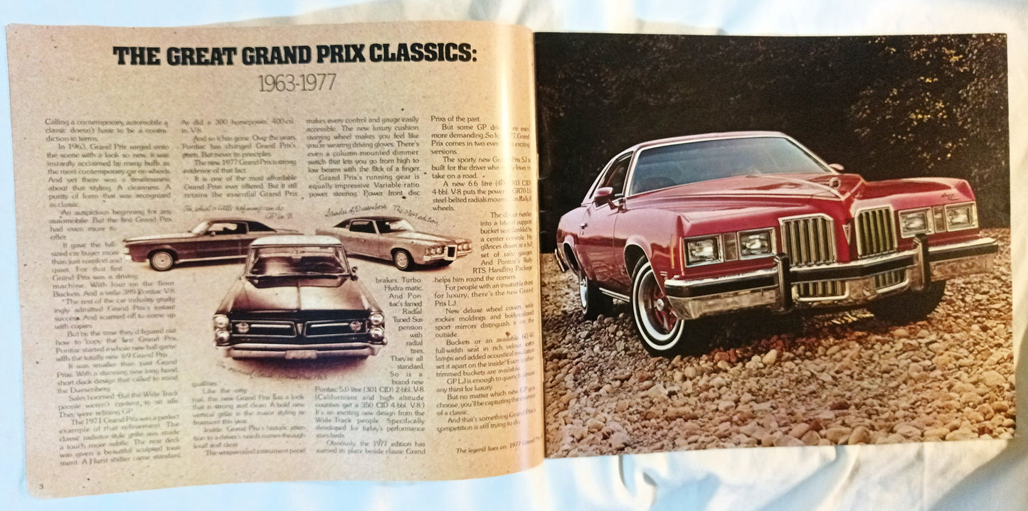 Pontiac 1977 Dealer Showroom Sales Brochure 50th Anniversary - TulipStuff