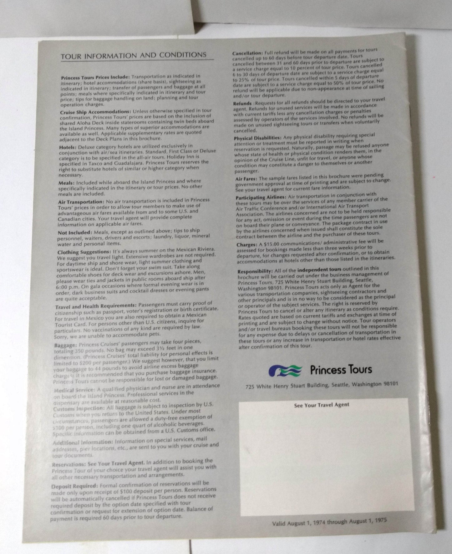 Princess Tours M/S Island Princess 1974-75 Mexico Cruise Brochure - TulipStuff