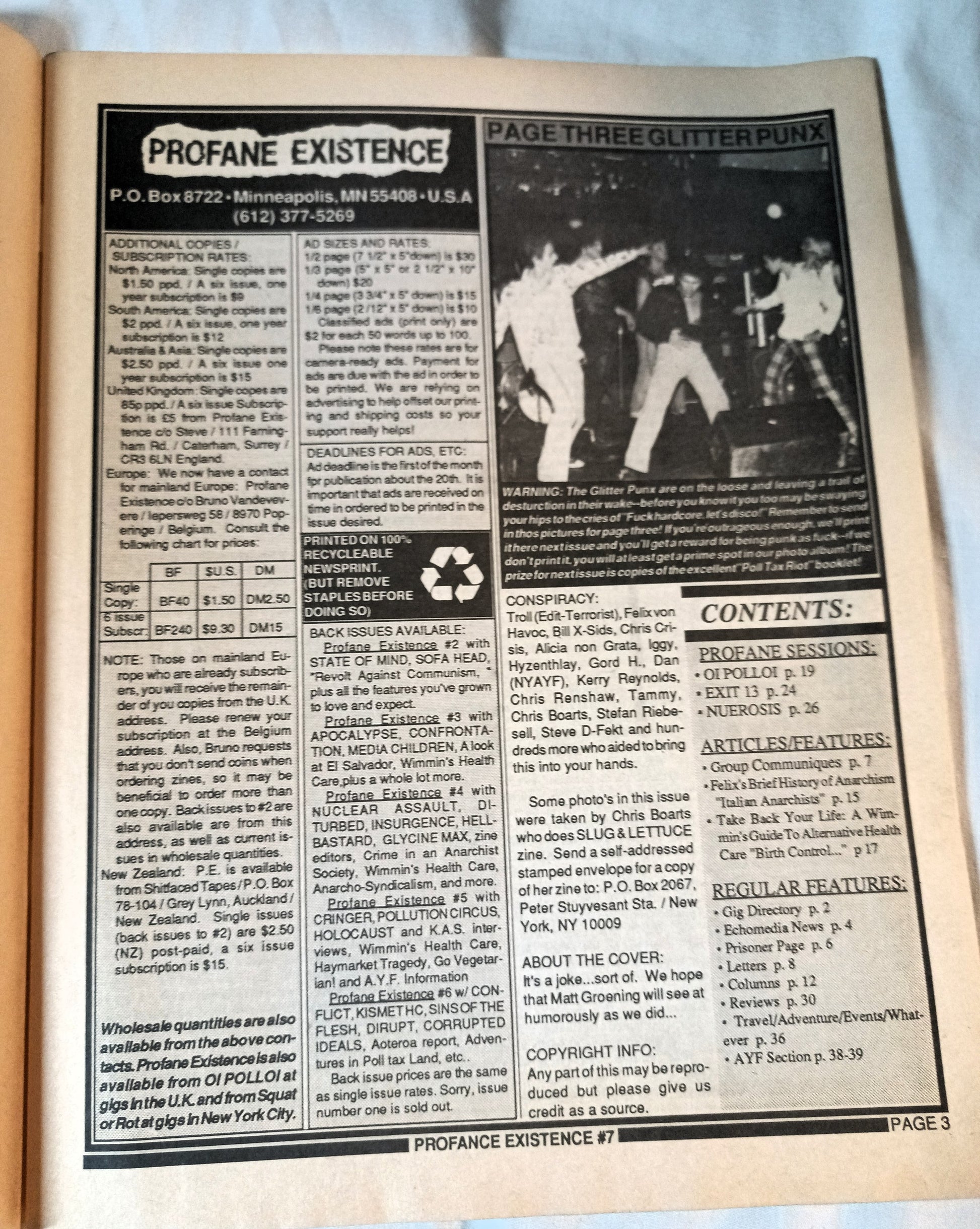 Profane Existence #7 December 1989 Anarcho Punk Zine Oi Polloi Neurosis - TulipStuff