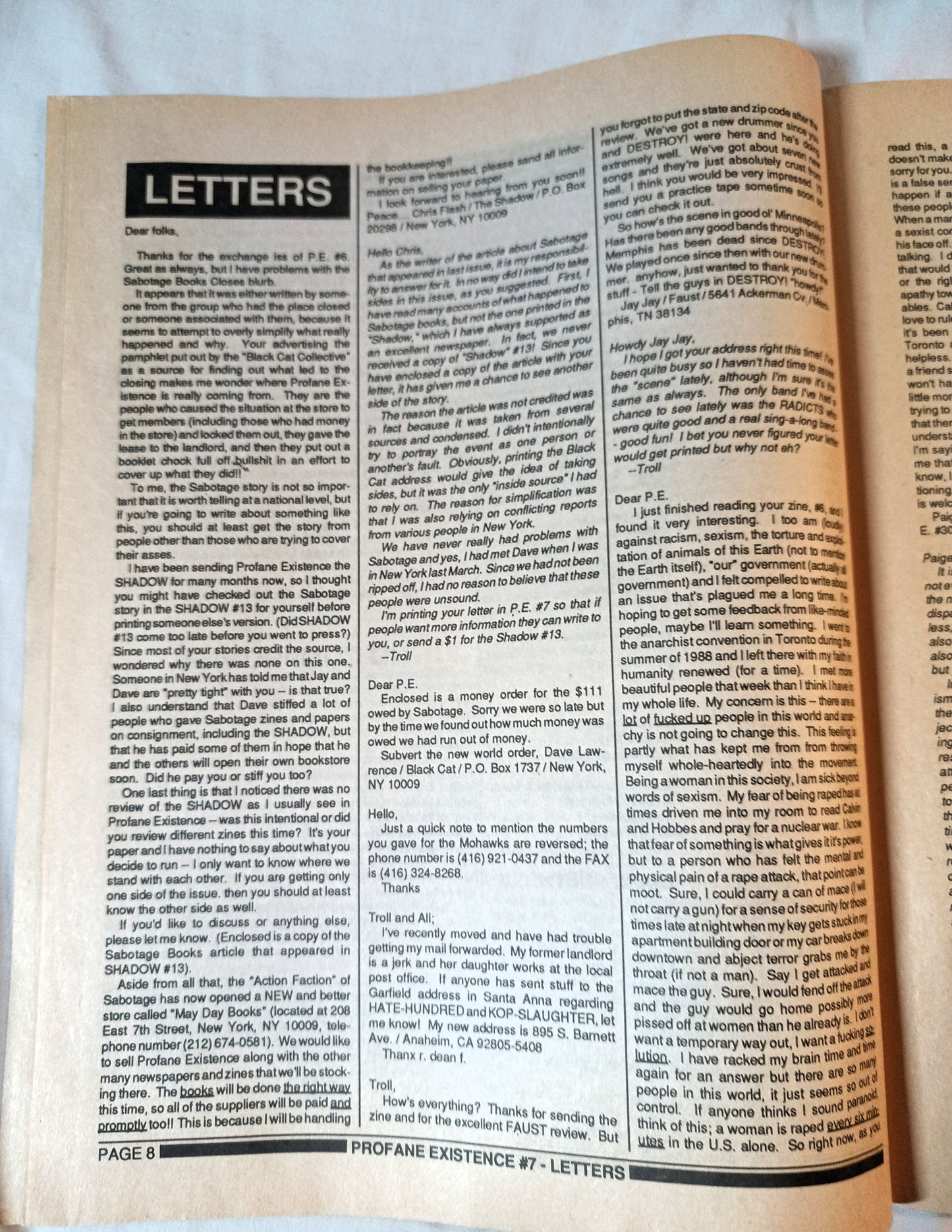 Profane Existence #7 December 1989 Anarcho Punk Zine Oi Polloi Neurosis - TulipStuff