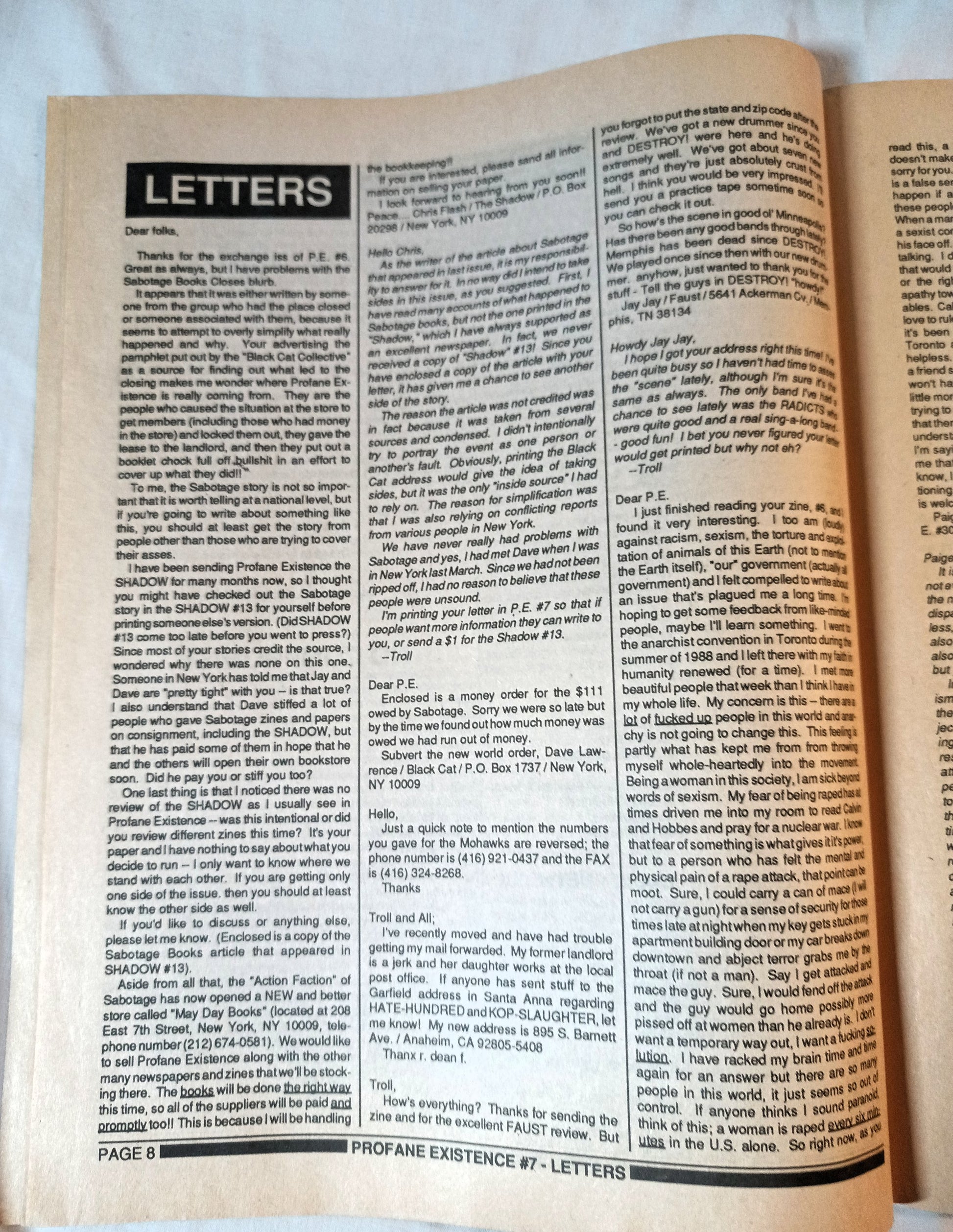 Profane Existence #7 December 1989 Anarcho Punk Zine Oi Polloi Neurosis - TulipStuff