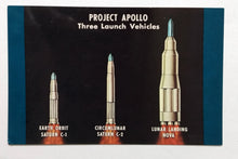 Load image into Gallery viewer, Project Apollo Three Launch Vehicles Saturn Lunar NASA 1960&#39;s Postcard - TulipStuff
