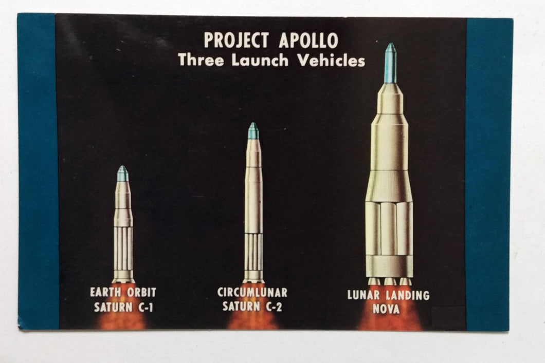 Project Apollo Three Launch Vehicles Saturn Lunar NASA 1960's Postcard - TulipStuff
