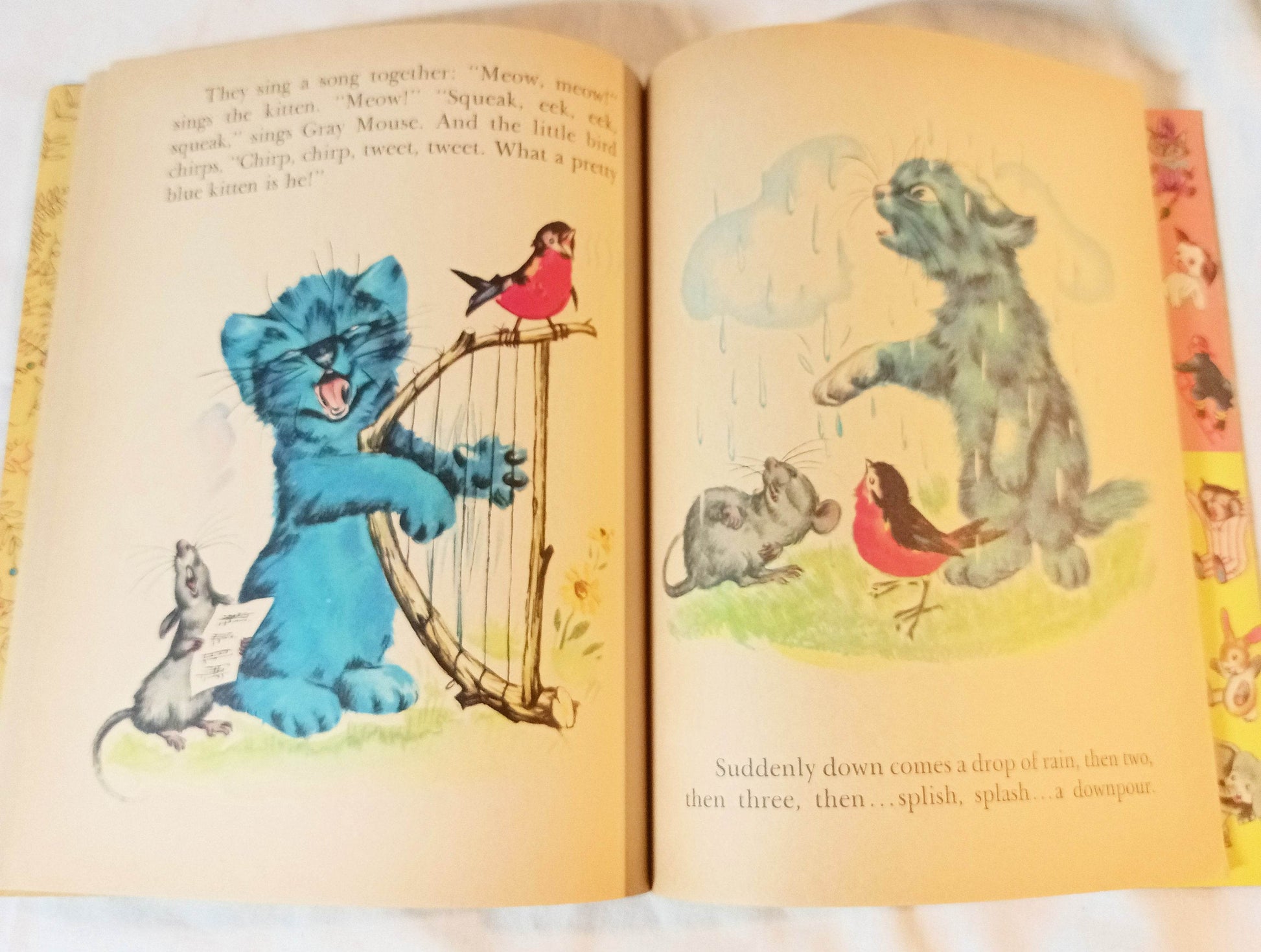 Puff The Blue Kitten Pierre Probst Little Golden Book Hardcover 1961 - TulipStuff