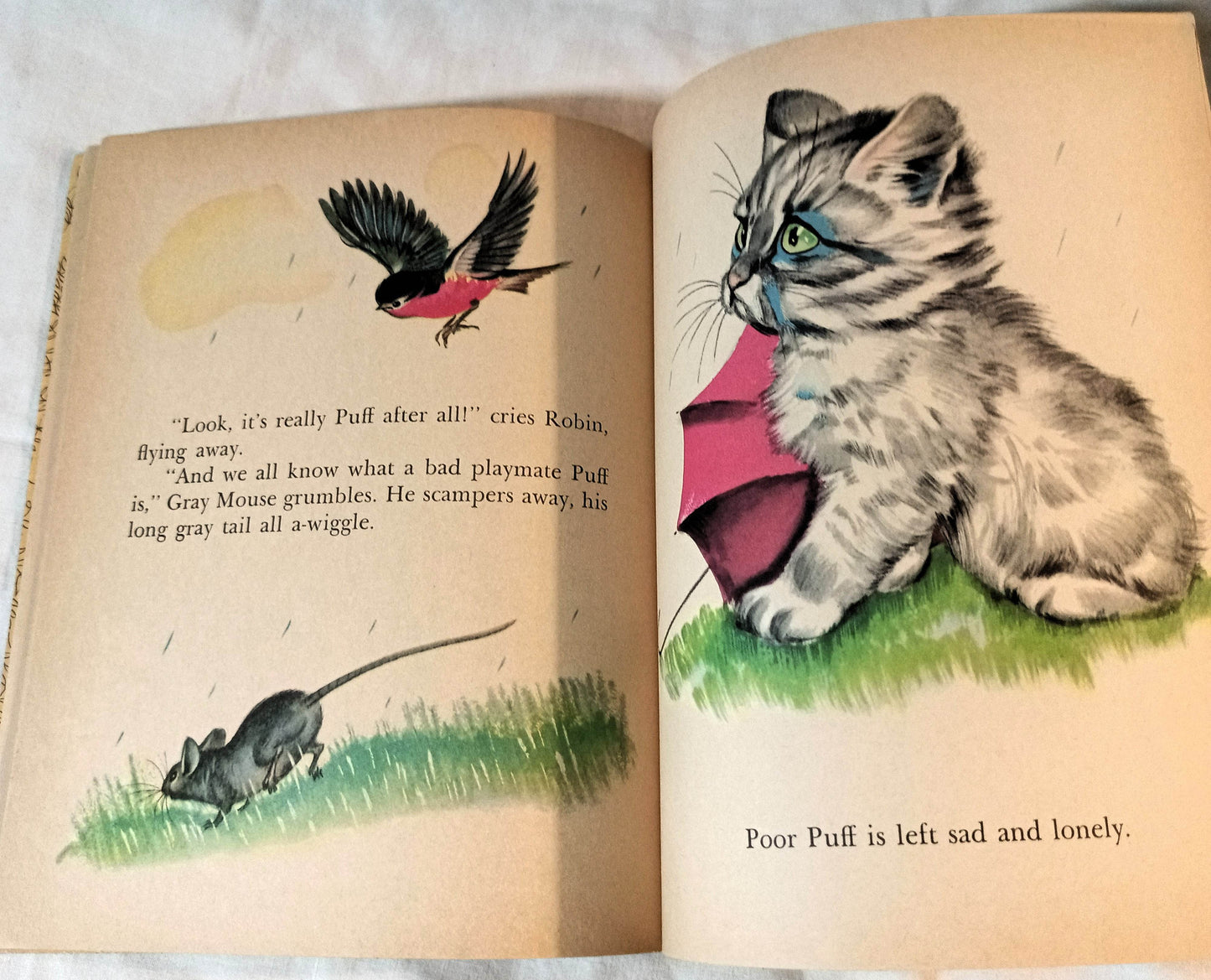 Puff The Blue Kitten Pierre Probst Little Golden Book Hardcover 1961 - TulipStuff