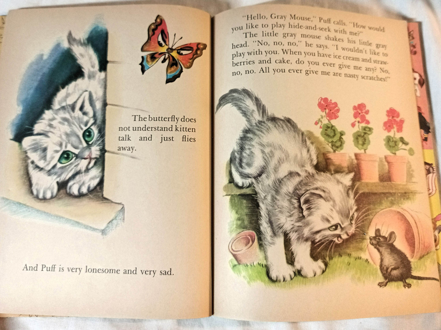Puff The Blue Kitten Pierre Probst Little Golden Book Hardcover 1961 - TulipStuff
