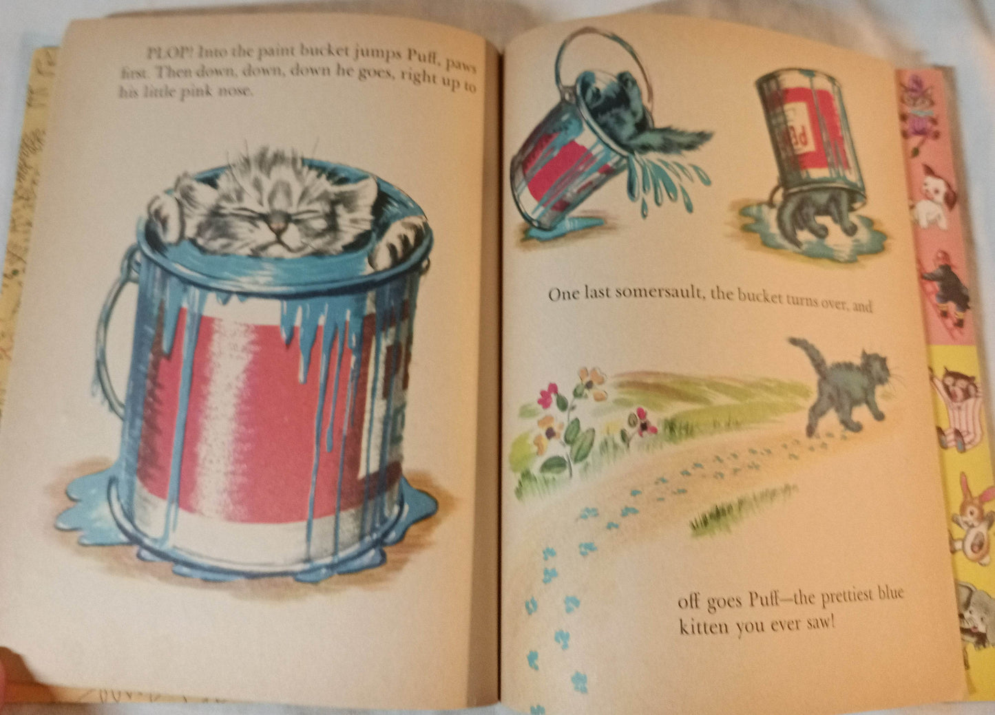 Puff The Blue Kitten Pierre Probst Little Golden Book Hardcover 1961 - TulipStuff
