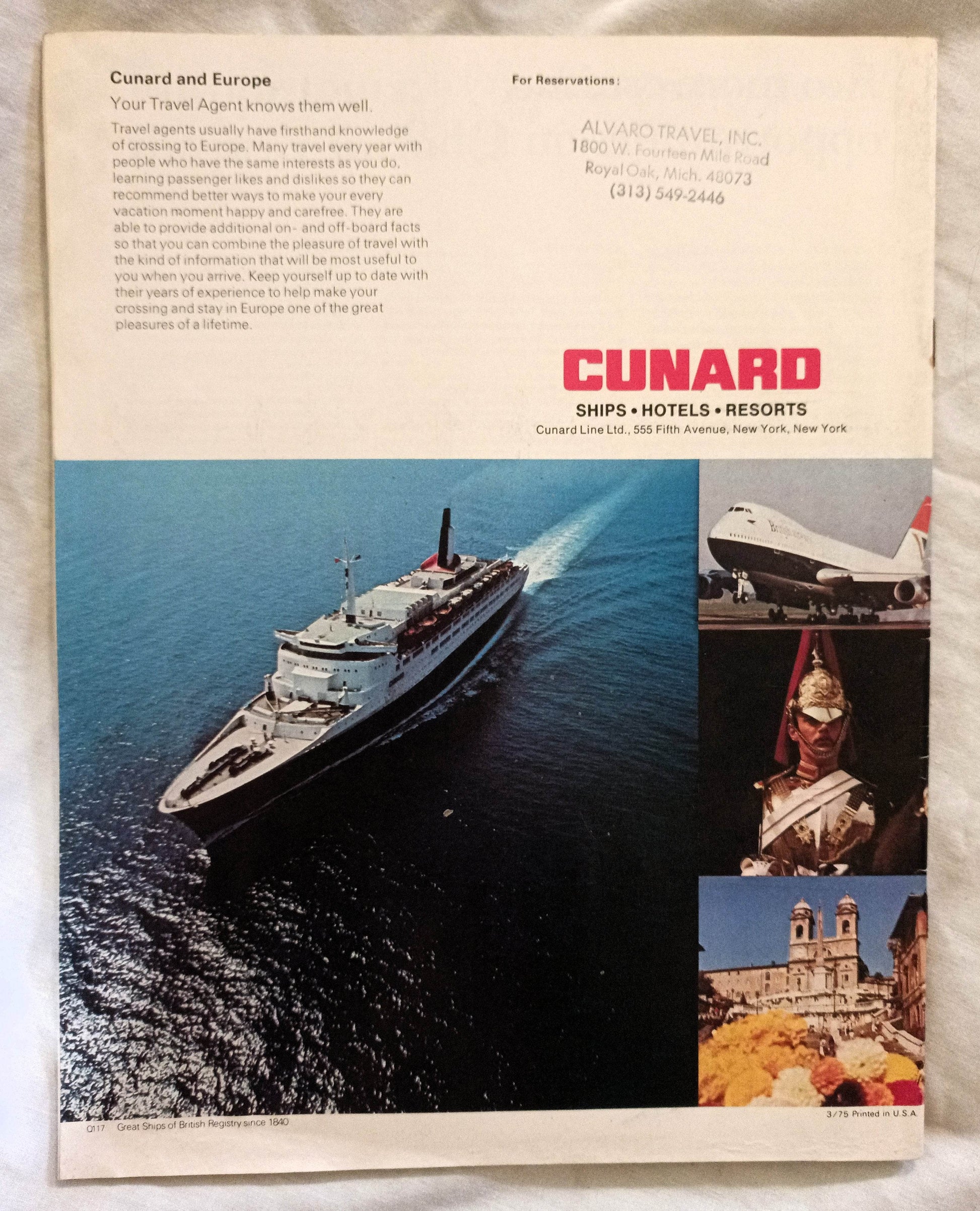 Cunard Line Queen Elizabeth 2 QE2 1975 Europe 50% Off Brochure - TulipStuff