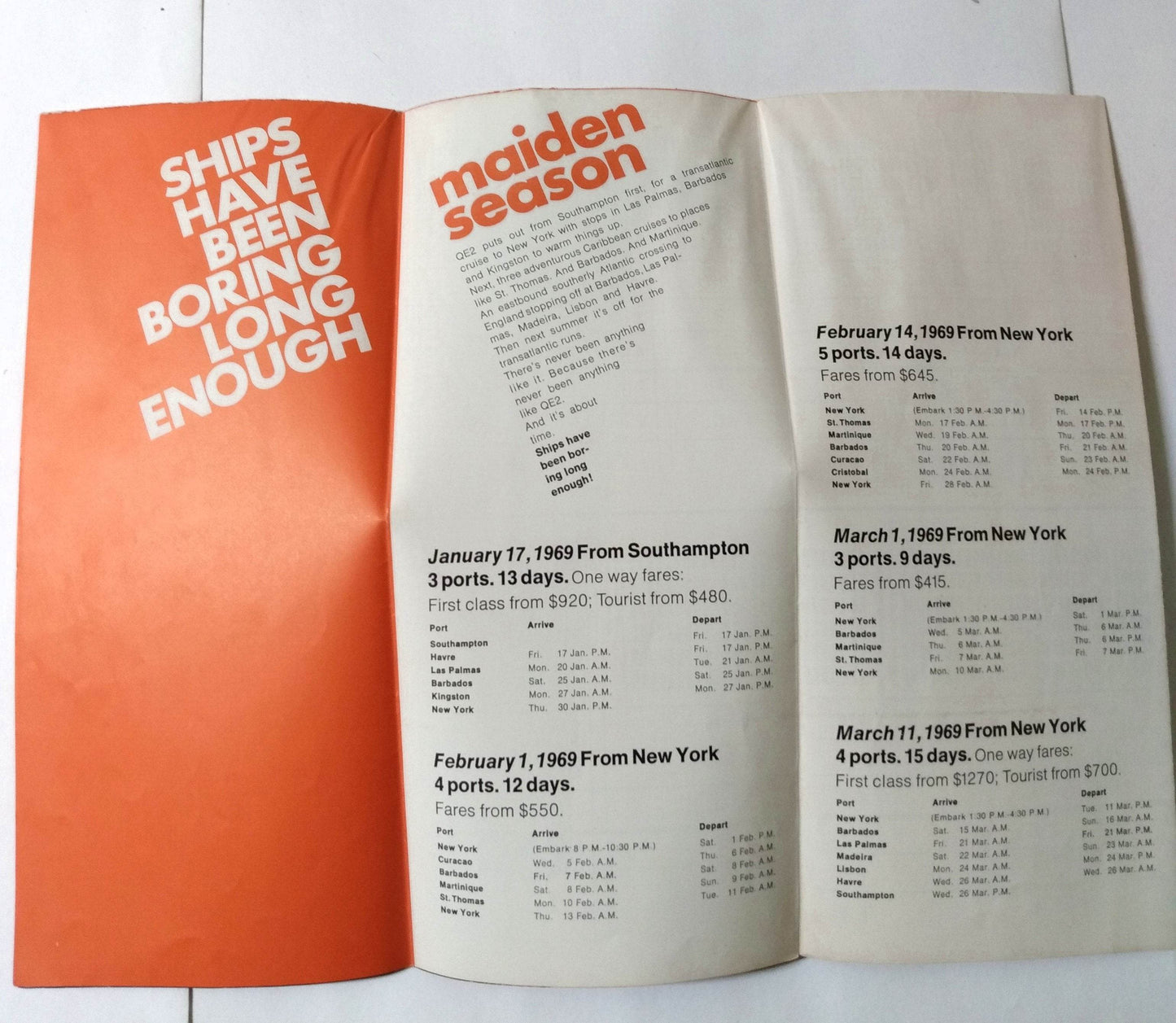 Cunard Line Queen Elizabeth 2 QE2 Preview Brochure July 1968 - TulipStuff