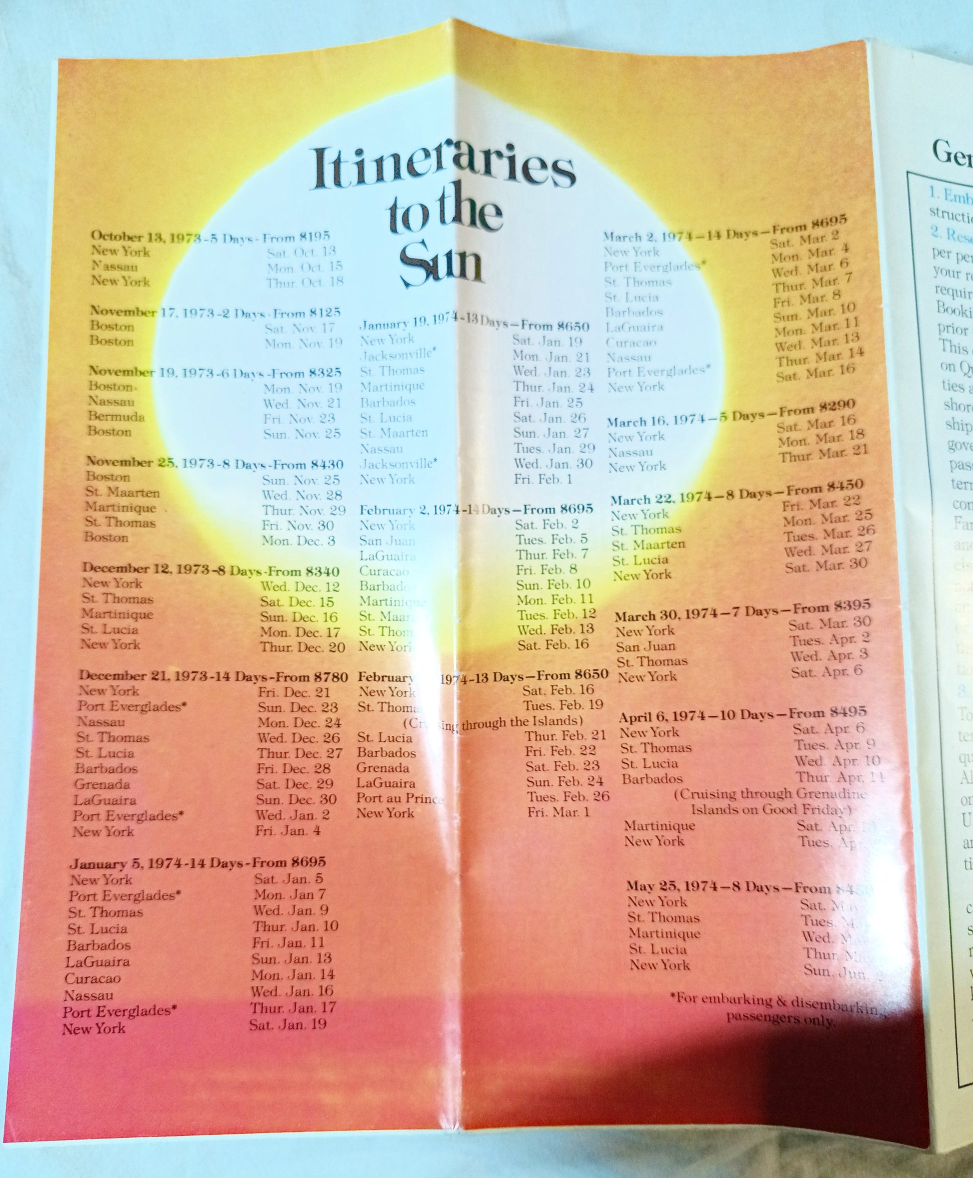 Cunard Line QE2 Queen Elizabeth 2 Winter Caribbean Cruises 1973-74 - TulipStuff