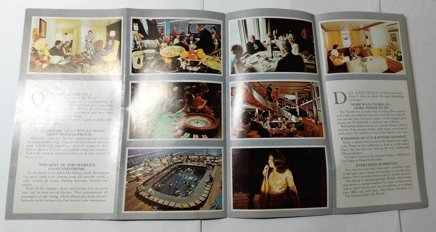 Cunard Line Queen Elizabeth 2 QE2 1973-74 Caribbean Cruises  Brochure - TulipStuff