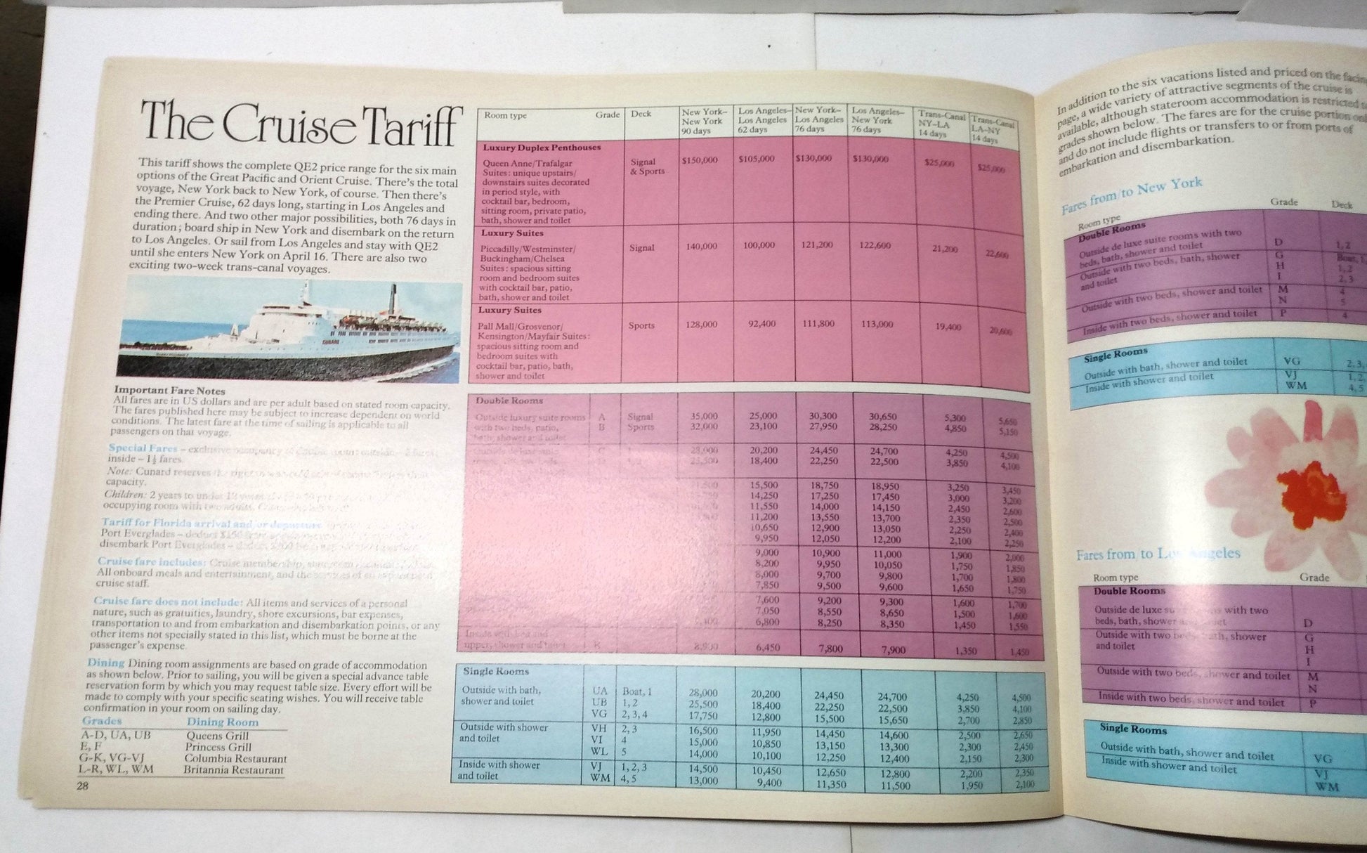 Cunard Line Queen Elizabeth 2 QE2 1978 Great Pacific Cruise Brochure - TulipStuff