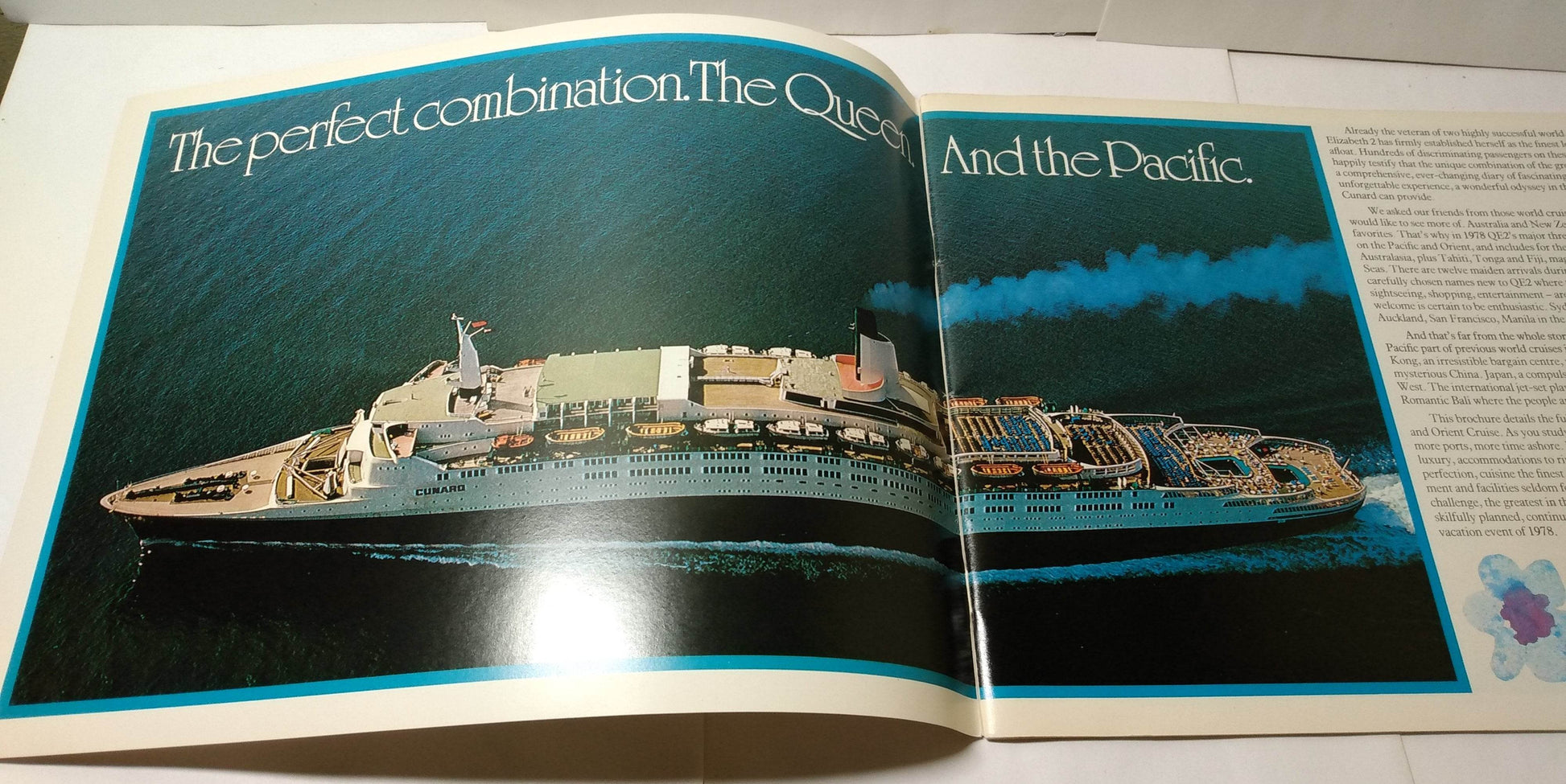 Cunard Line Queen Elizabeth 2 QE2 1978 Great Pacific Cruise Brochure - TulipStuff