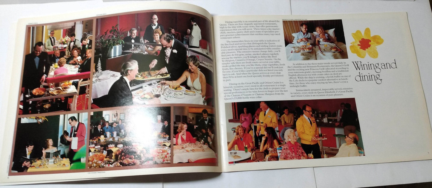 Cunard Line Queen Elizabeth 2 QE2 1978 Great Pacific Cruise Brochure - TulipStuff