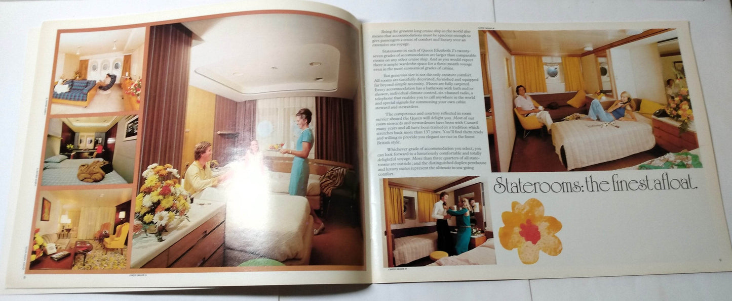 Cunard Line Queen Elizabeth 2 QE2 1978 Great Pacific Cruise Brochure - TulipStuff