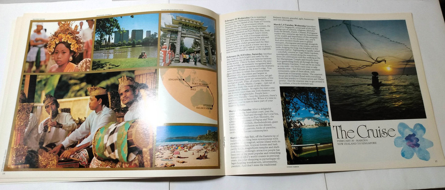 Cunard Line Queen Elizabeth 2 QE2 1978 Great Pacific Cruise Brochure - TulipStuff