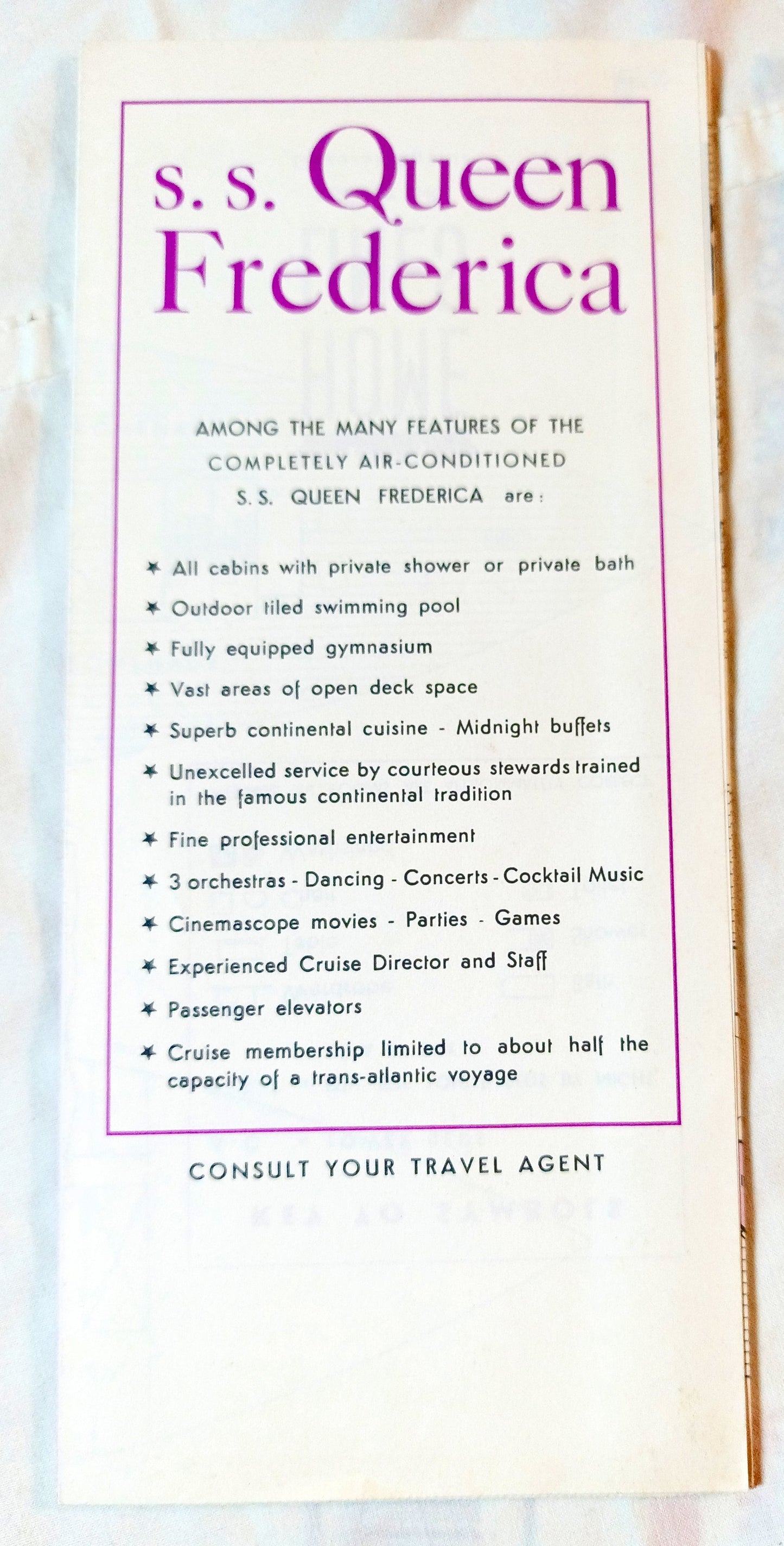 National Hellenic American Line ss Queen Frederica Deck Plans 1962 - TulipStuff