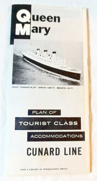 Cunard Line Queen Mary Deck Plans Tourist Class Accommodations 1962 - TulipStuff