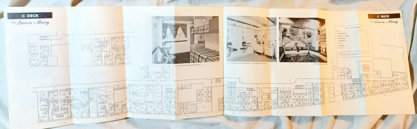Cunard Line Queen Mary Deck Plans Tourist Class Accommodations 1962 - TulipStuff