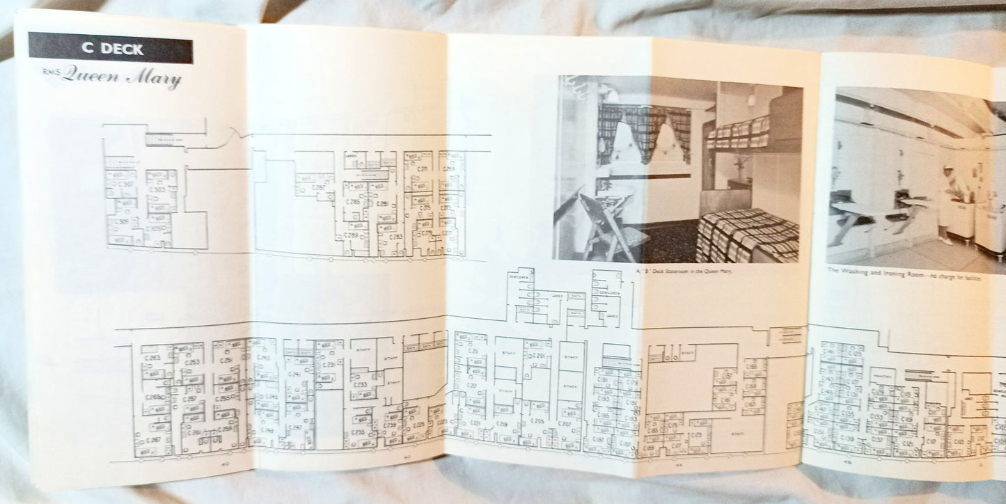 Cunard Line Queen Mary Deck Plans Tourist Class Accommodations 1962 - TulipStuff