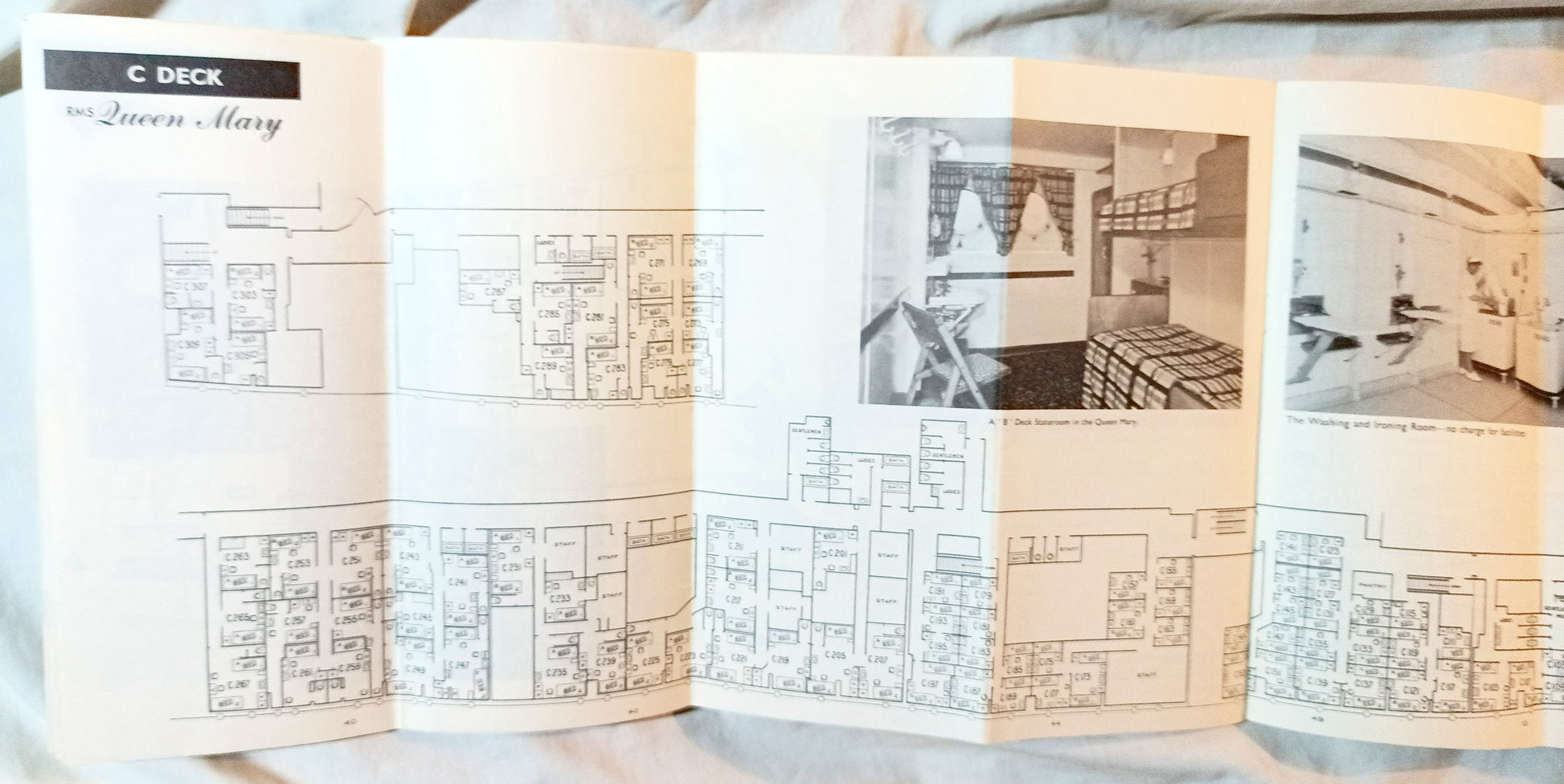 Cunard Line Queen Mary Deck Plans Tourist Class Accommodations 1962 - TulipStuff