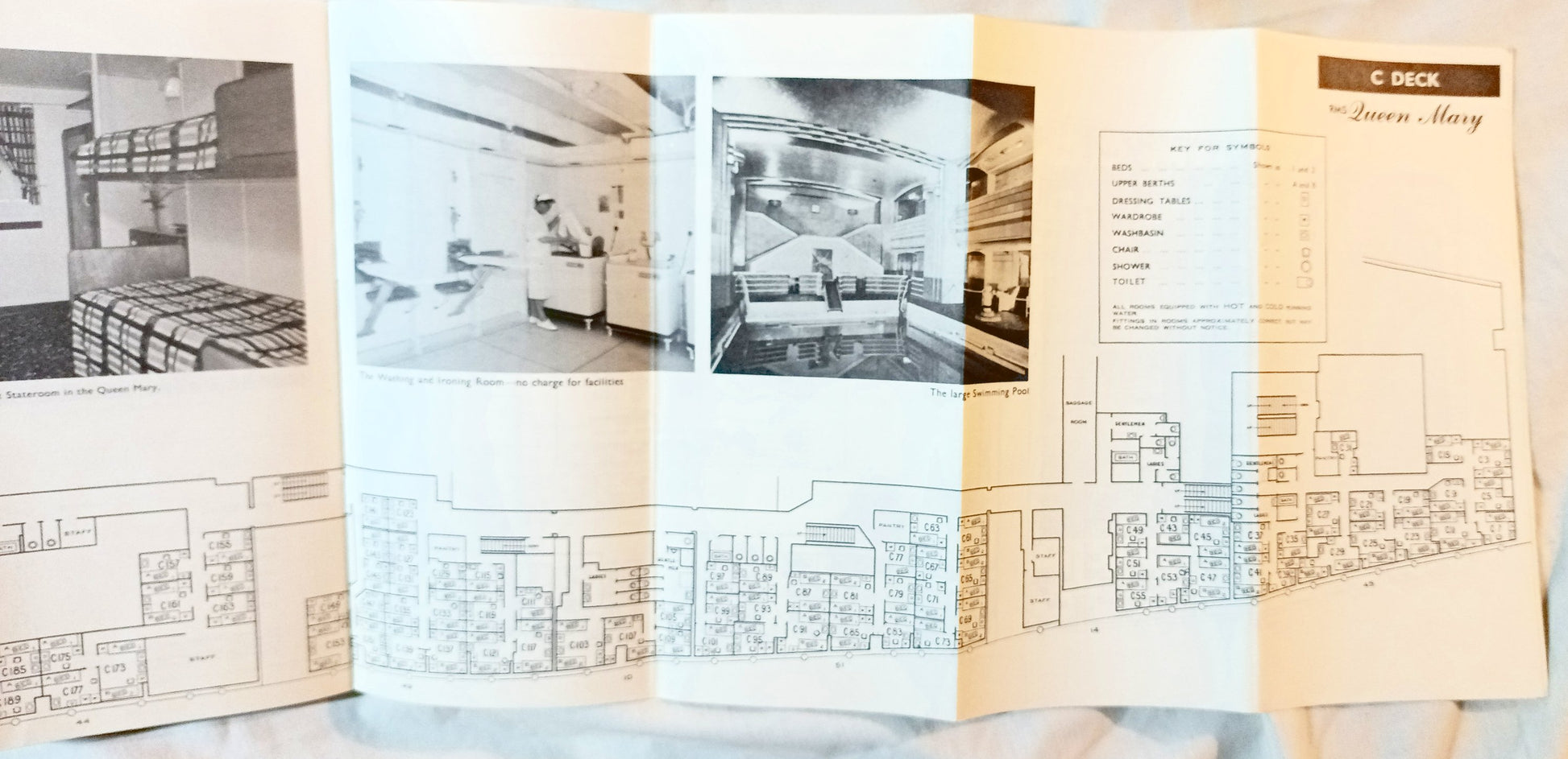 Cunard Line Queen Mary Deck Plans Tourist Class Accommodations 1962 - TulipStuff