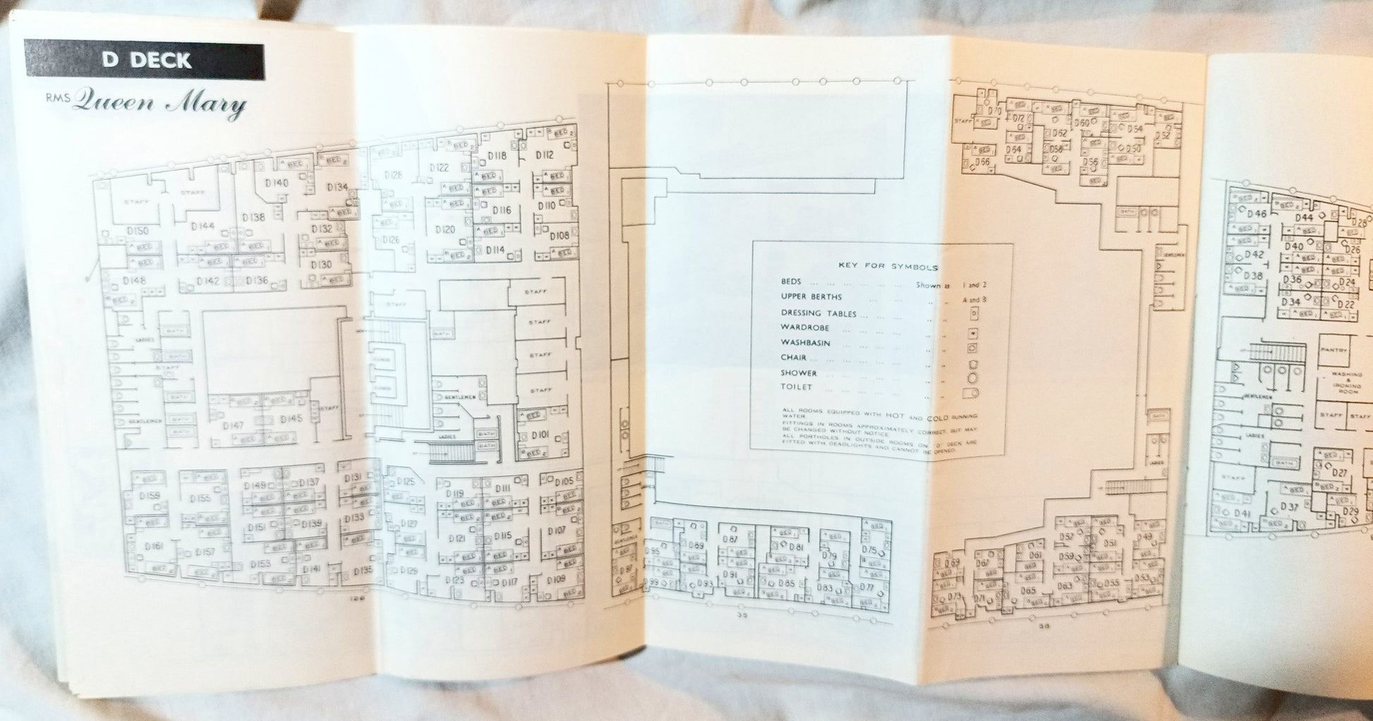 Cunard Line Queen Mary Deck Plans Tourist Class Accommodations 1962 - TulipStuff