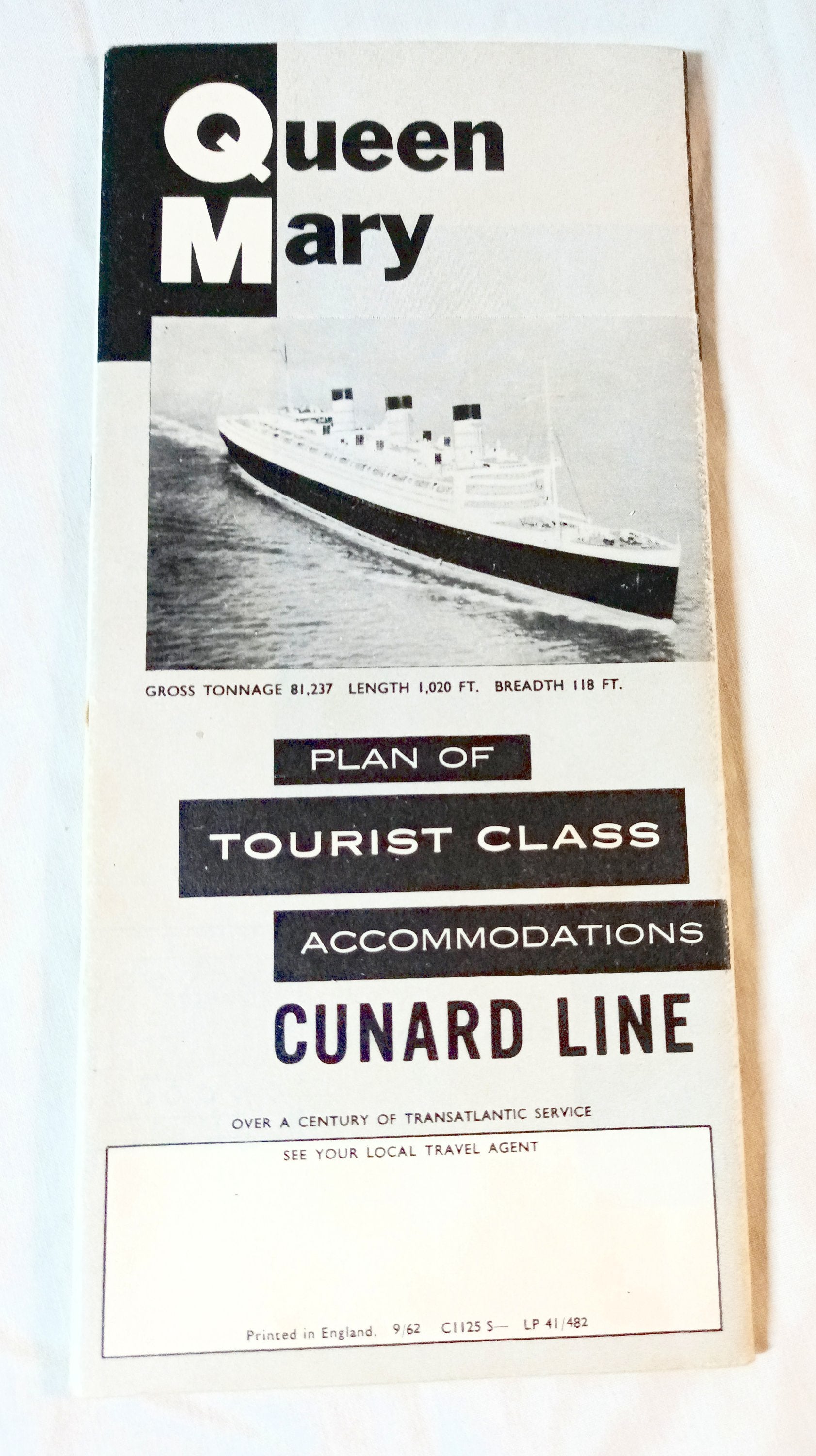 Cunard Line Queen Mary Deck Plans Tourist Class Accommodations 1962 - TulipStuff