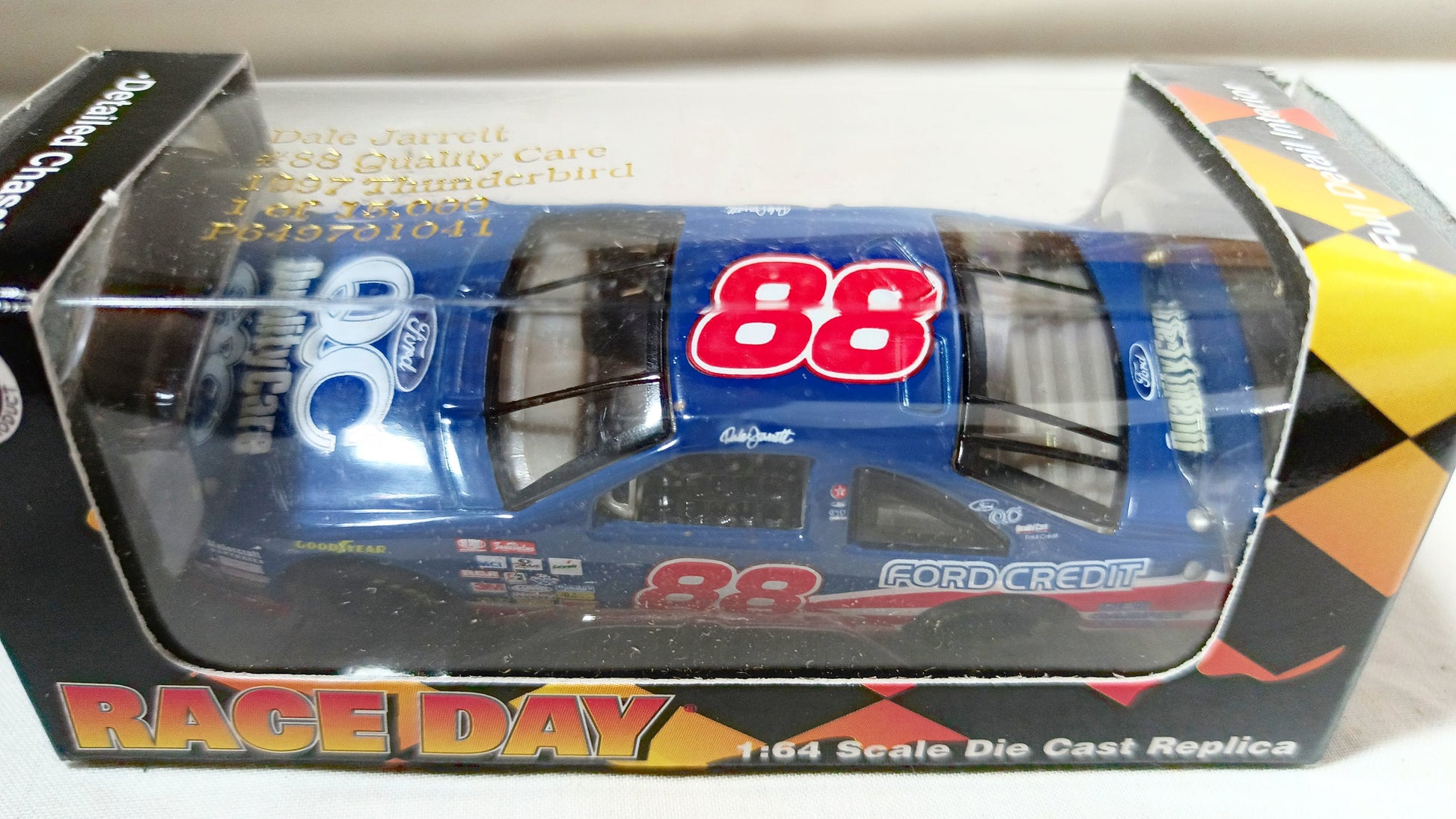 Race Day 1997 Dale Jarrett #88 Quality Care Ford Thunderbird Ltd Ed - TulipStuff