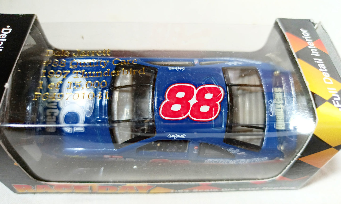 Race Day 1997 Dale Jarrett #88 Quality Care Ford Thunderbird Ltd Ed - TulipStuff