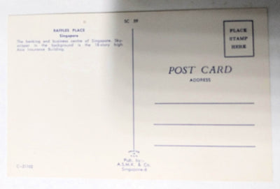 Raffles Place Asia Insurance Building Singapore Early 1960's Postcard - TulipStuff