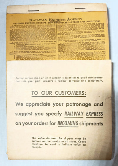 Railway Express Agency Uniform Express Receipt Book REA 1950's - TulipStuff