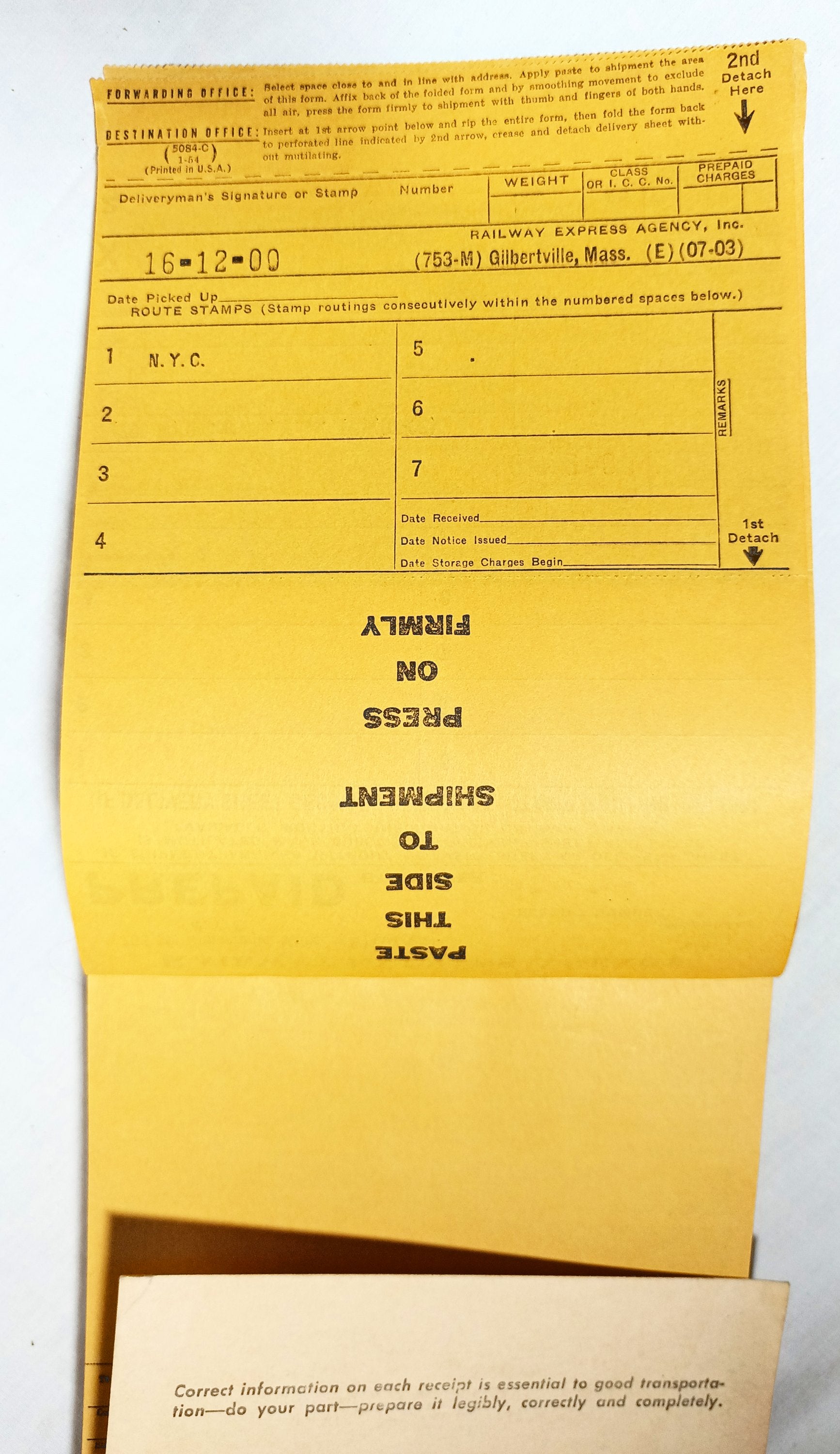Railway Express Agency Uniform Express Receipt Book REA 1950's - TulipStuff