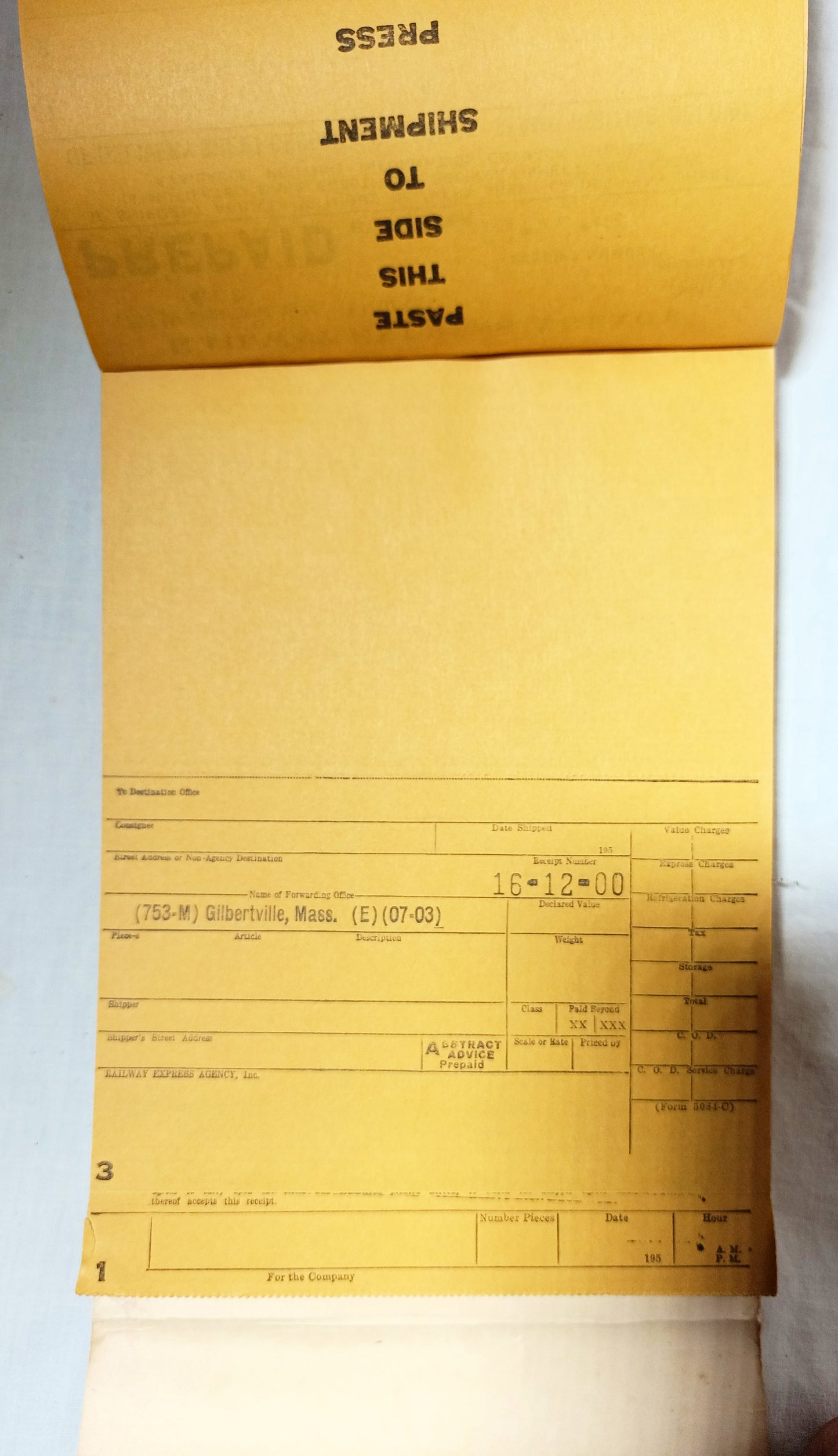 Railway Express Agency Uniform Express Receipt Book REA 1950's - TulipStuff
