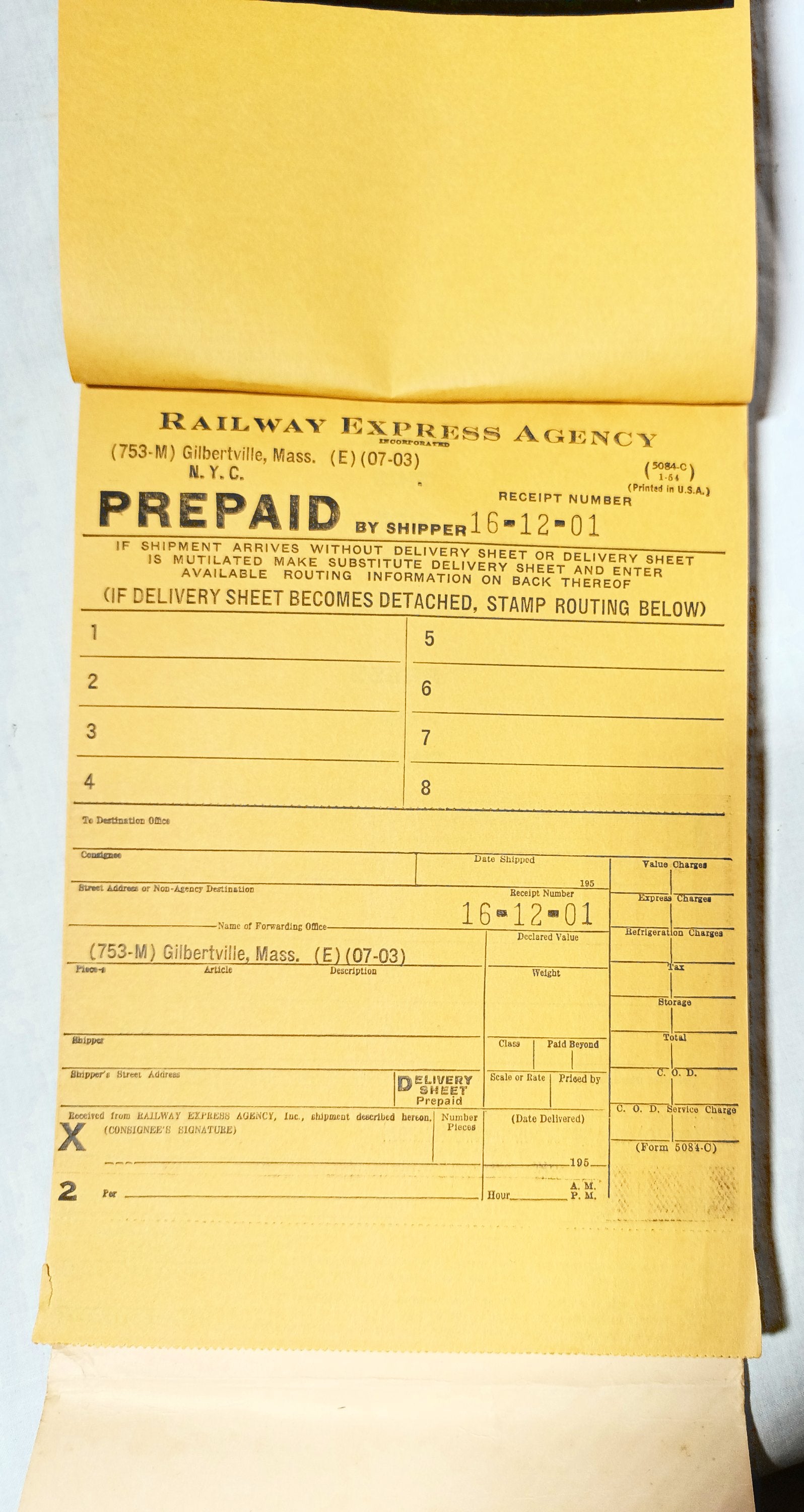 Railway Express Agency Uniform Express Receipt Book REA 1950's - TulipStuff