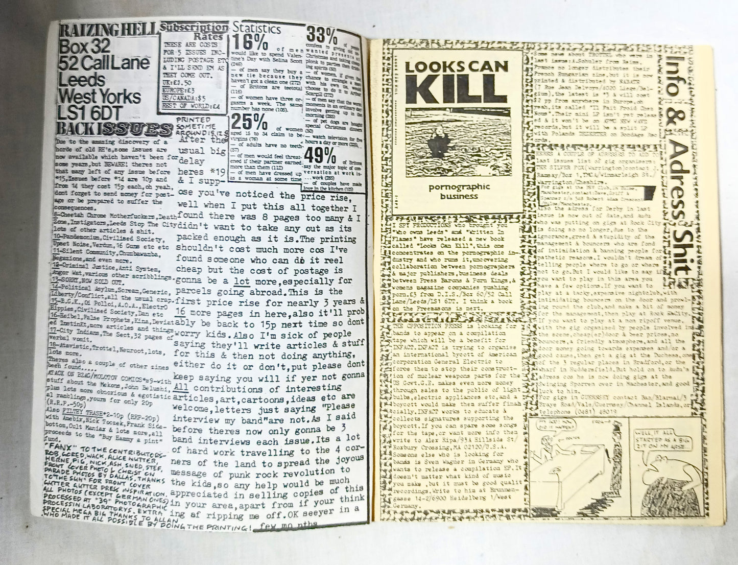 Raising Hell #19 1988 UK Punk Zine Leeds 1in12 Scraps Christ on Parade - Tuliptuff