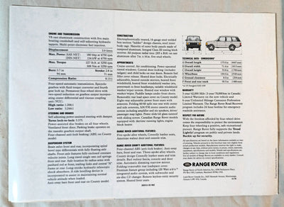 Range Rover / Range Rover Country 1992 Dealer Sales Brochure - TulipStuff