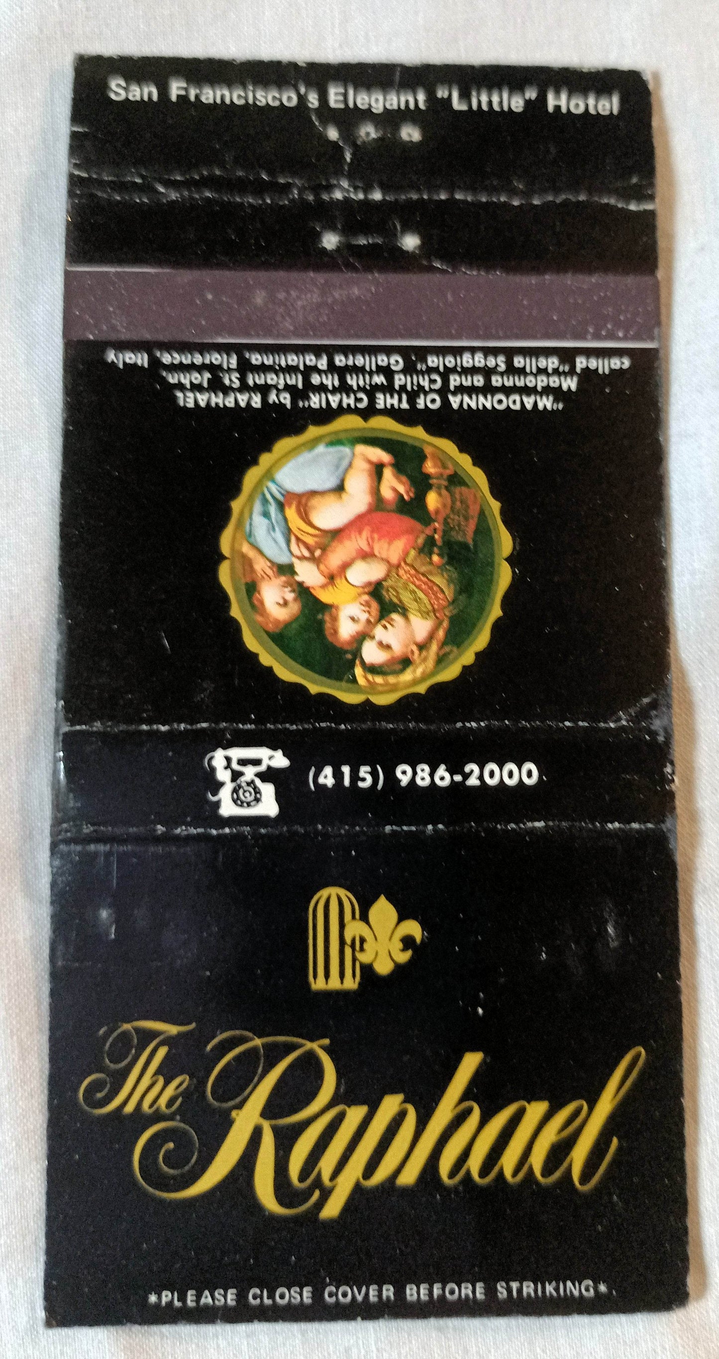 Raphael Hotel San Francisco Geary and Mason Matchbook Cover 1980's - TulipStuff