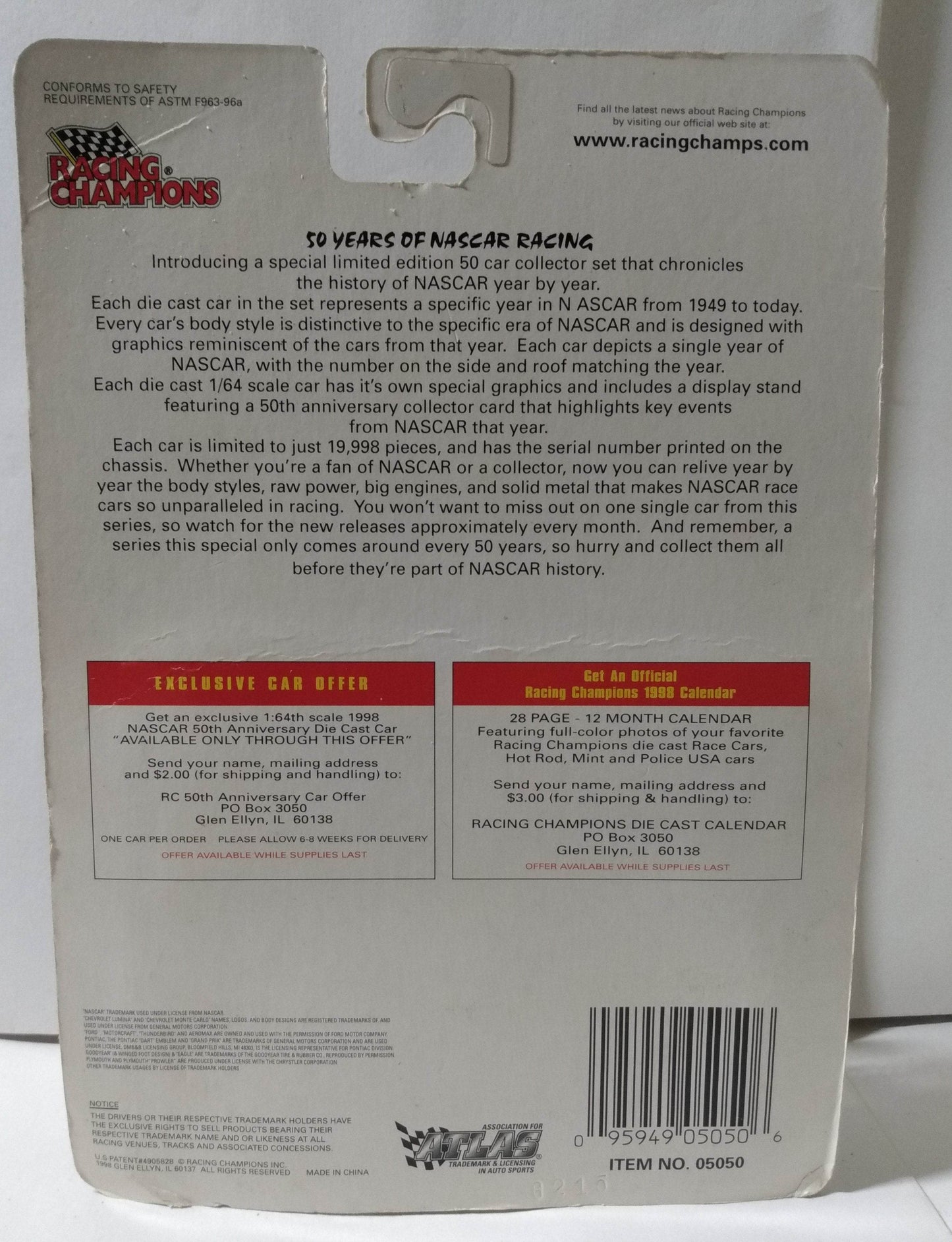 Racing Champions Nascar 50th Anniversary Issue #27 ANH Plymouth Barracuda - TulipStuff